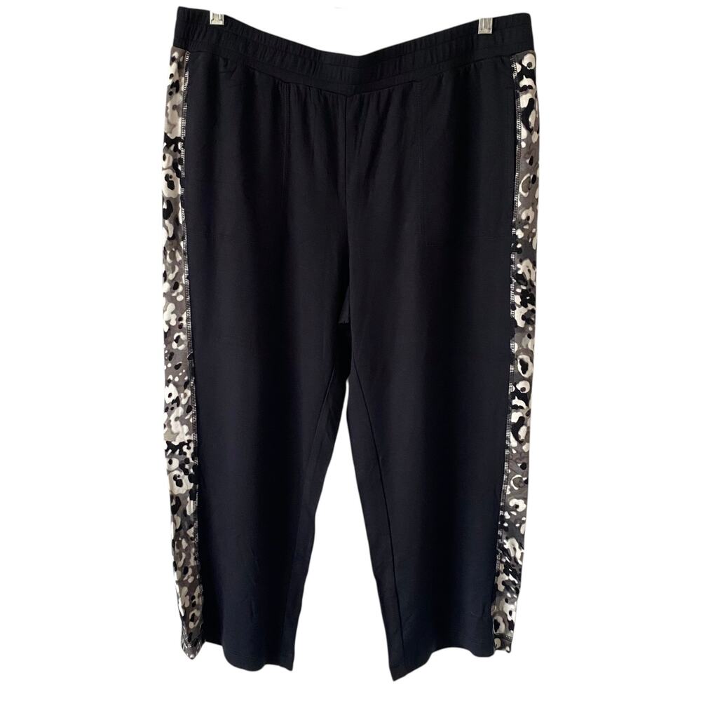 ISAAC MIZRAHI LIVE NWOT Soho French Terry Slim Crop Pants Size 2X Petite Black